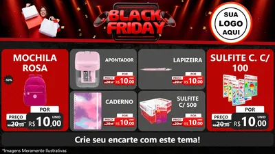 Modelo de TV para TV Horizontal com o tema Black Friday para Papelaria