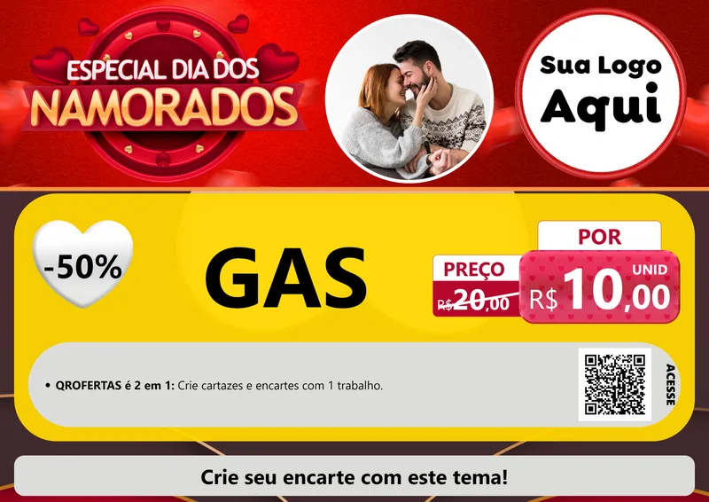 Modelo de Cartaz para Cartaz A4 Horizontal com o tema Especial Dia Dos Namorados para Água e gás