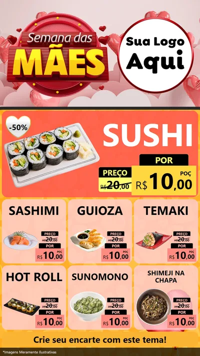 Modelo de Rede Social para Stories com o tema Semana das Mães para Comida japonesa