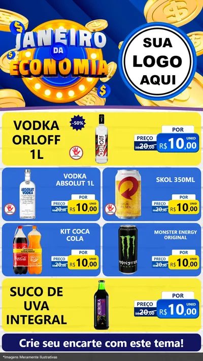 Modelo de TV para TV Vertical com o tema Janeiro da Economia para Distribuidora de bebidas