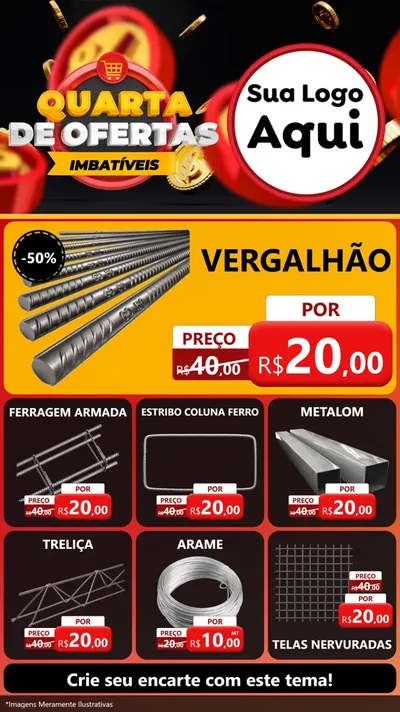 Modelo de Rede Social para Stories com o tema Quarta de Ofertas Imbatíveis para Ferragens