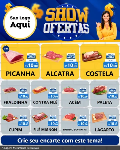 Modelo de Rede Social para Feed Instagram com o tema Show de Ofertas para Açougue