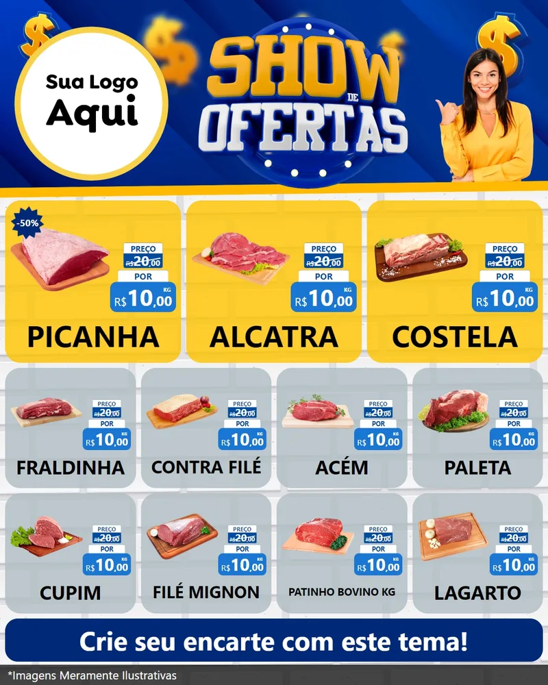 Modelo de Rede Social para Feed Instagram com o tema Show de Ofertas para Açougue
