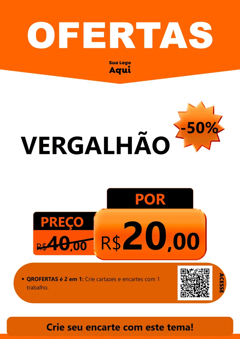 Modelo de Cartaz para Cartaz A4 Vertical com o tema Ofertas Laranja Cartaz para Ferragens