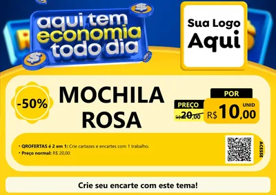 Modelo de Cartaz para Cartaz A4 Horizontal com o tema Aqui Tem Economia Todo Dia para Papelaria