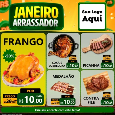 Modelo de Rede Social para Feed Facebook com o tema Janeiro Arrasador para Assados