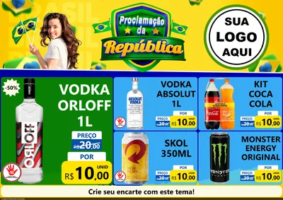 Modelo de Encarte para Encarte A4 Horizontal com o tema Proclamação da República para Distribuidora de bebidas