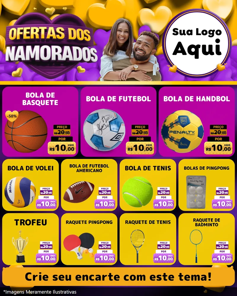 Modelo de Rede Social para Feed Instagram com o tema Oferta Dos Namorados para Artigos Esportivos