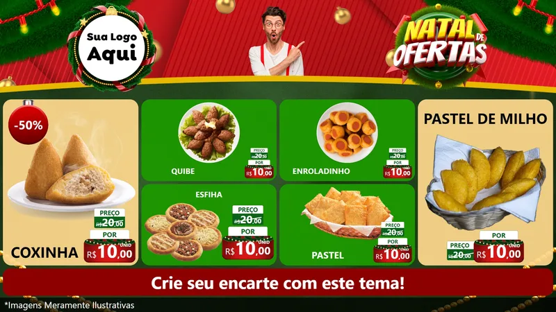 Modelo de TV para TV Horizontal com o tema Natal de Ofertas para Salgadaria