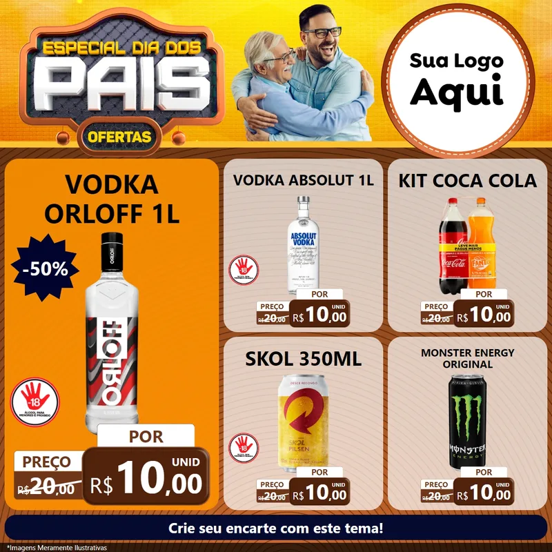 Modelo de Rede Social para Feed Facebook com o tema Especial Dia dos Pais para Distribuidora de bebidas