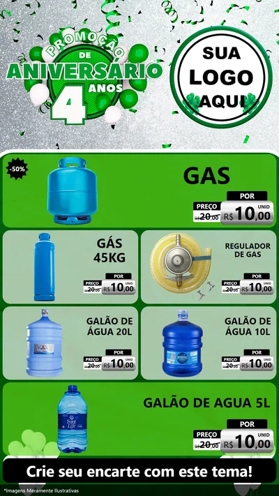 Modelo de TV para TV Vertical com o tema Promoção de Aniversário - 4 Anos para Água e gás