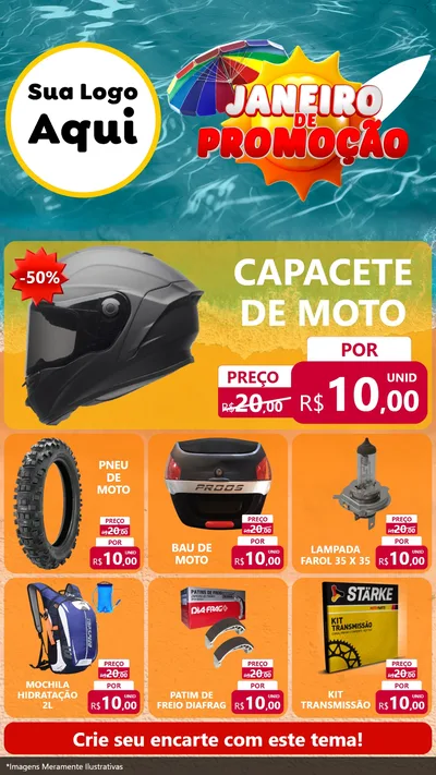 Modelo de Rede Social para Stories com o tema Janeiro de Promoção para Moto peças