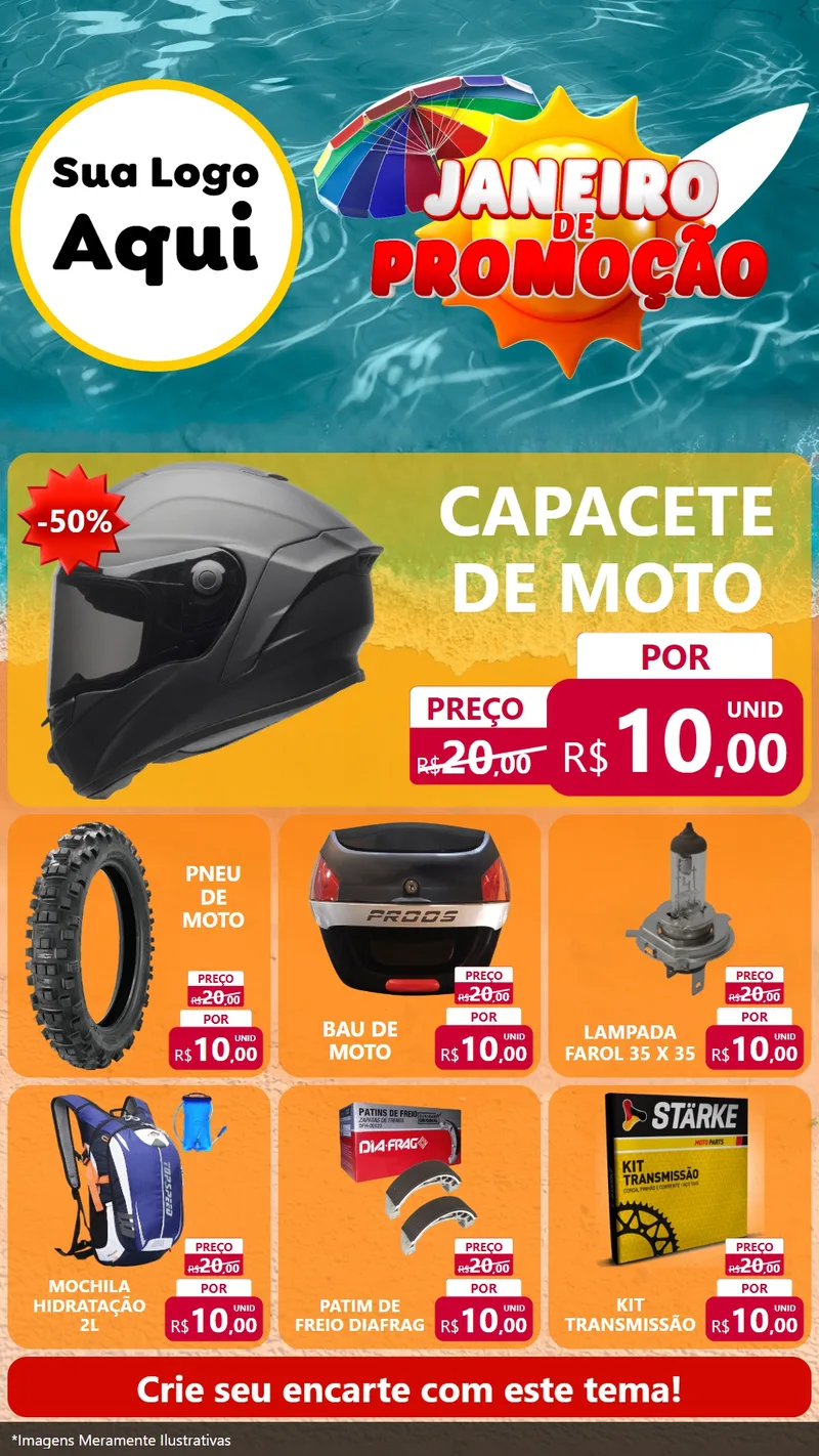 Modelo de Rede Social para Stories com o tema Janeiro de Promoção para Moto peças