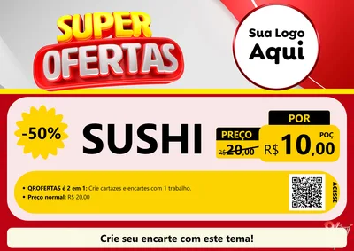 Modelo de Cartaz para Cartaz A4 Horizontal com o tema Super Ofertas para Comida japonesa