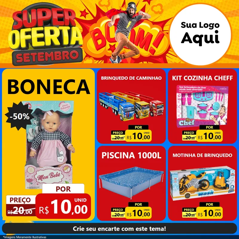Modelo de Rede Social para Feed Facebook com o tema Super Oferta Setembro para Brinquedos