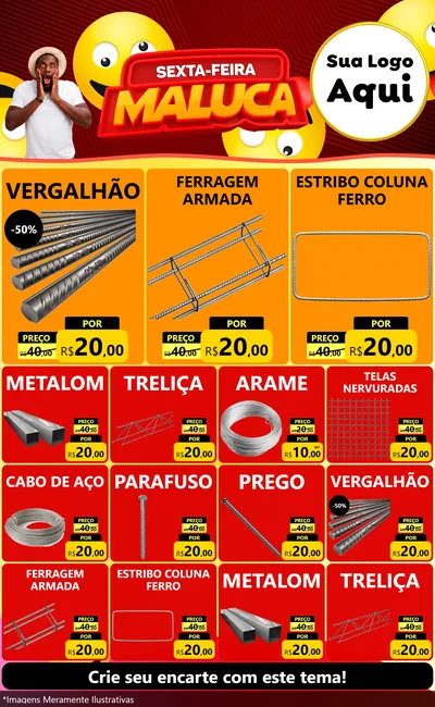 Modelo de Encarte para Encarte Grande com o tema Sexta-feira Maluca para Ferragens