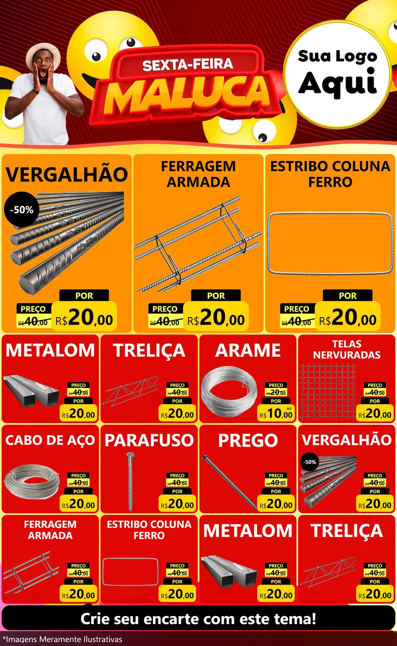 Modelo de Encarte para Encarte Grande com o tema Sexta-feira Maluca para Ferragens