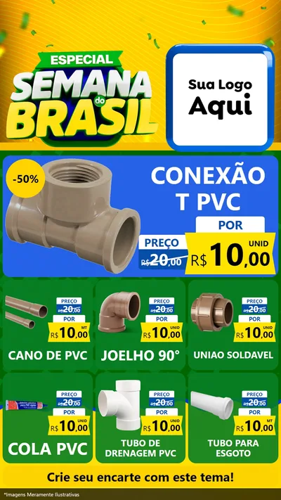Modelo de Rede Social para Stories com o tema Especial Semana do Brasil para Tubos e conexões