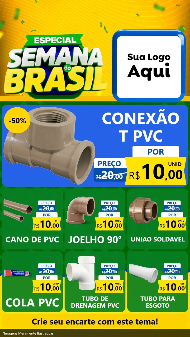 Modelo de Rede Social para Stories com o tema Especial Semana do Brasil para Tubos e conexões