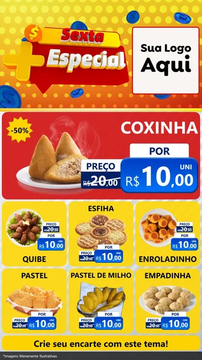 Modelo de Rede Social para Stories com o tema Sexta Mais Especial para Salgadaria