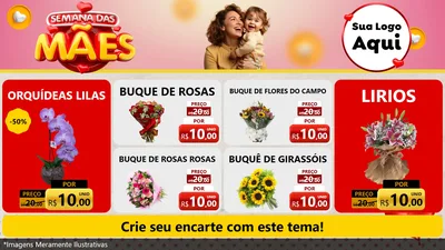 Modelo de TV para TV Horizontal com o tema Semana das Mães para Floricultura e jardim