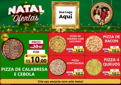 Modelo de Encarte para Encarte A4 Horizontal com o tema Natal de Ofertas para Pizzaria