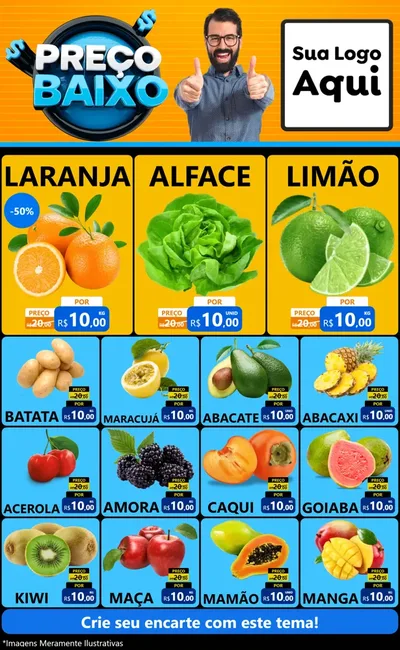Modelo de Encarte para Encarte Grande com o tema Preço Baixo para Hortifrúti