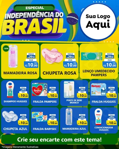 Modelo de Rede Social para Feed Instagram com o tema Especial Independência do Brasil para Bebês