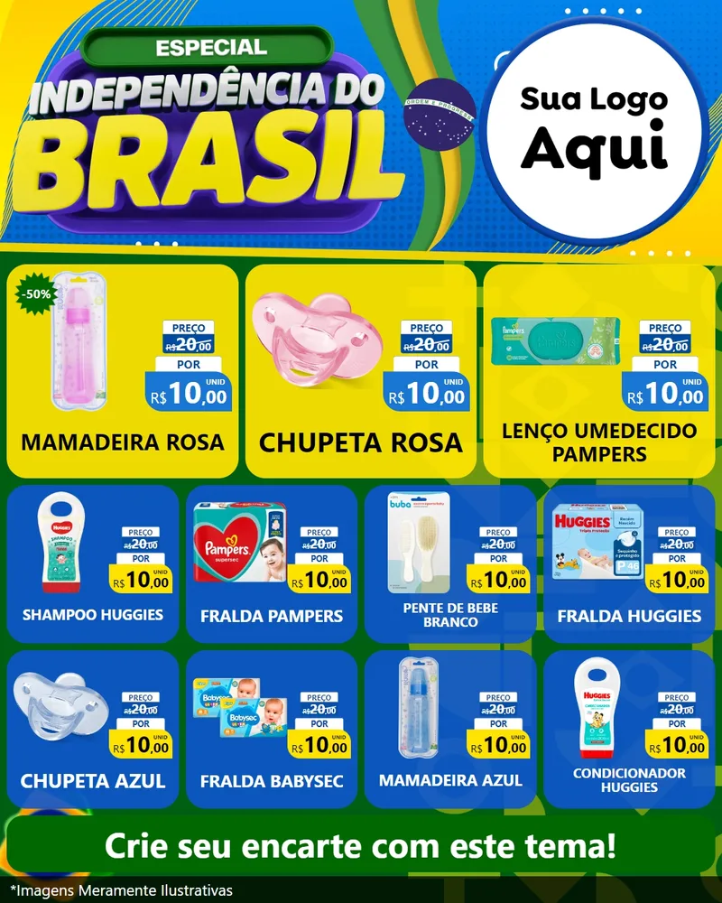 Modelo de Rede Social para Feed Instagram com o tema Especial Independência do Brasil para Bebês
