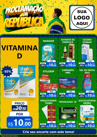 Modelo de Encarte para Encarte A4 Vertical com o tema Proclamação da República para Farmácia