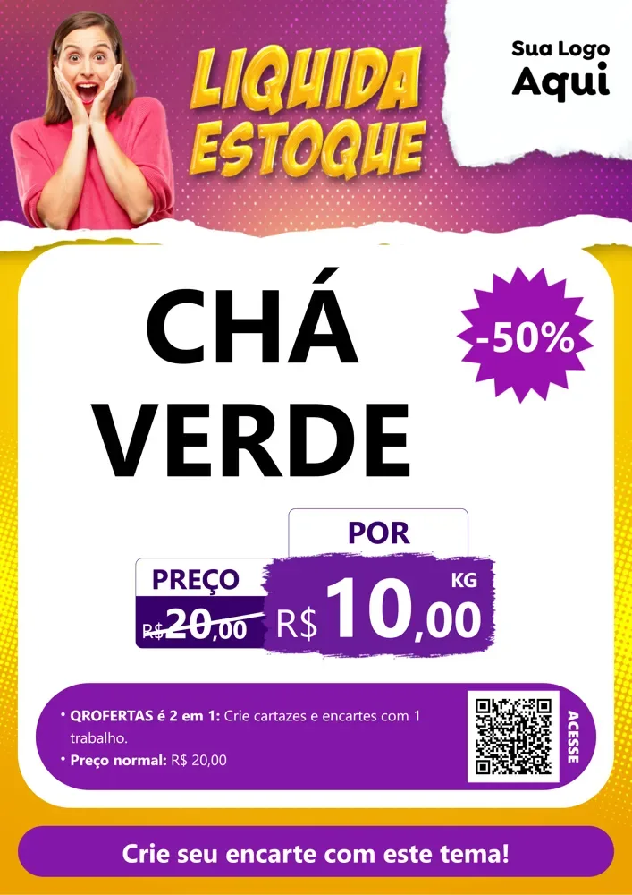 Modelo de Cartaz para Cartaz A4 Vertical com o tema Liquida estoque para Produtos Naturais