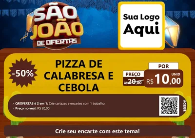 Modelo de Cartaz para Cartaz A4 Horizontal com o tema São João Ofertas Imbatíveis! - Junina para Pizzaria