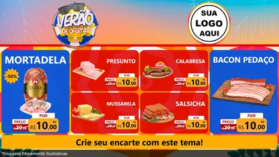 Modelo de TV para TV Horizontal com o tema Verão de Ofertas para Frios e Laticínios