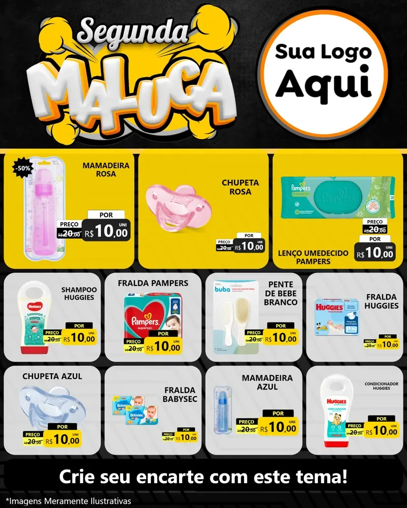 Modelo de Rede Social para Feed Instagram com o tema Segunda Maluca para Bebês