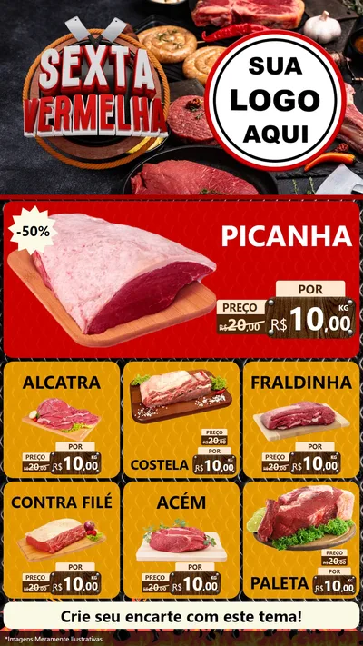 Modelo de Rede Social para Stories com o tema Sexta Vermelha para Açougue