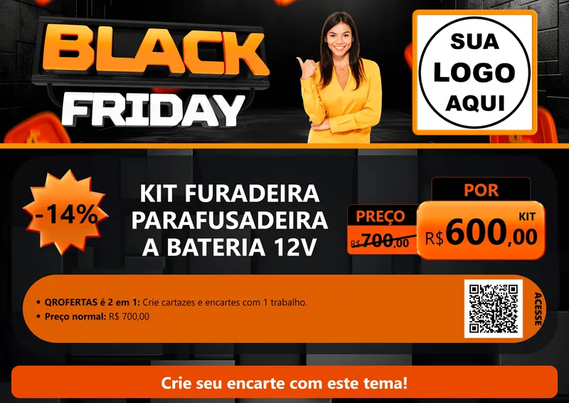Modelo de Cartaz para Cartaz A4 Horizontal com o tema Black Friday para Maquinas e Ferramentas