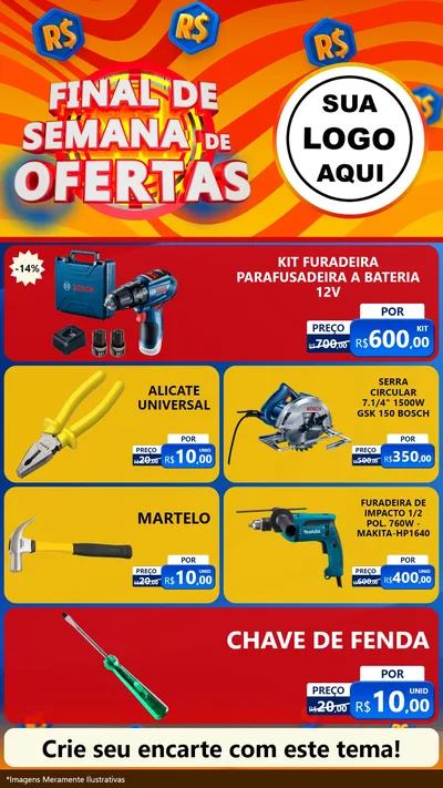 Modelo de TV para TV Vertical com o tema Final de Semana de Ofertas para Maquinas e Ferramentas