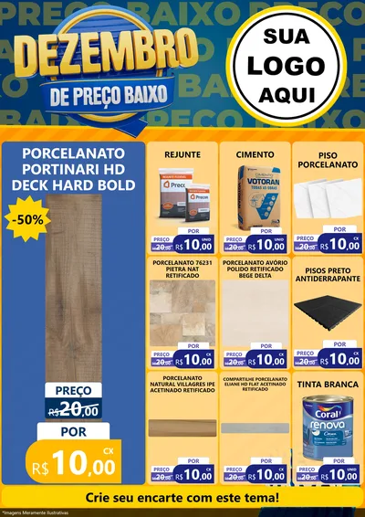 Modelo de Encarte para Encarte A4 Vertical com o tema Dezembro de Preço Baixo para Pisos e revestimentos
