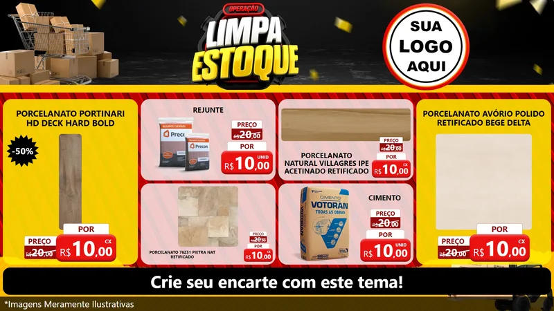 Modelo de TV para TV Horizontal com o tema Operação Limpa Estoque para Pisos e revestimentos