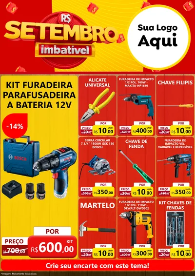 Modelo de Encarte para Encarte A4 Vertical com o tema Setembro Imbatível para Maquinas e Ferramentas
