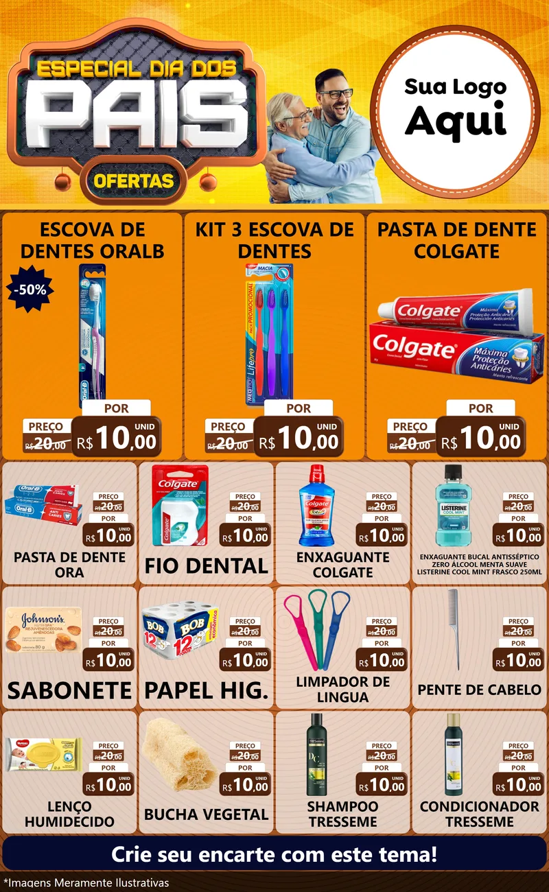 Modelo de Encarte para Encarte Grande com o tema Especial Dia dos Pais para Higiene Pessoal