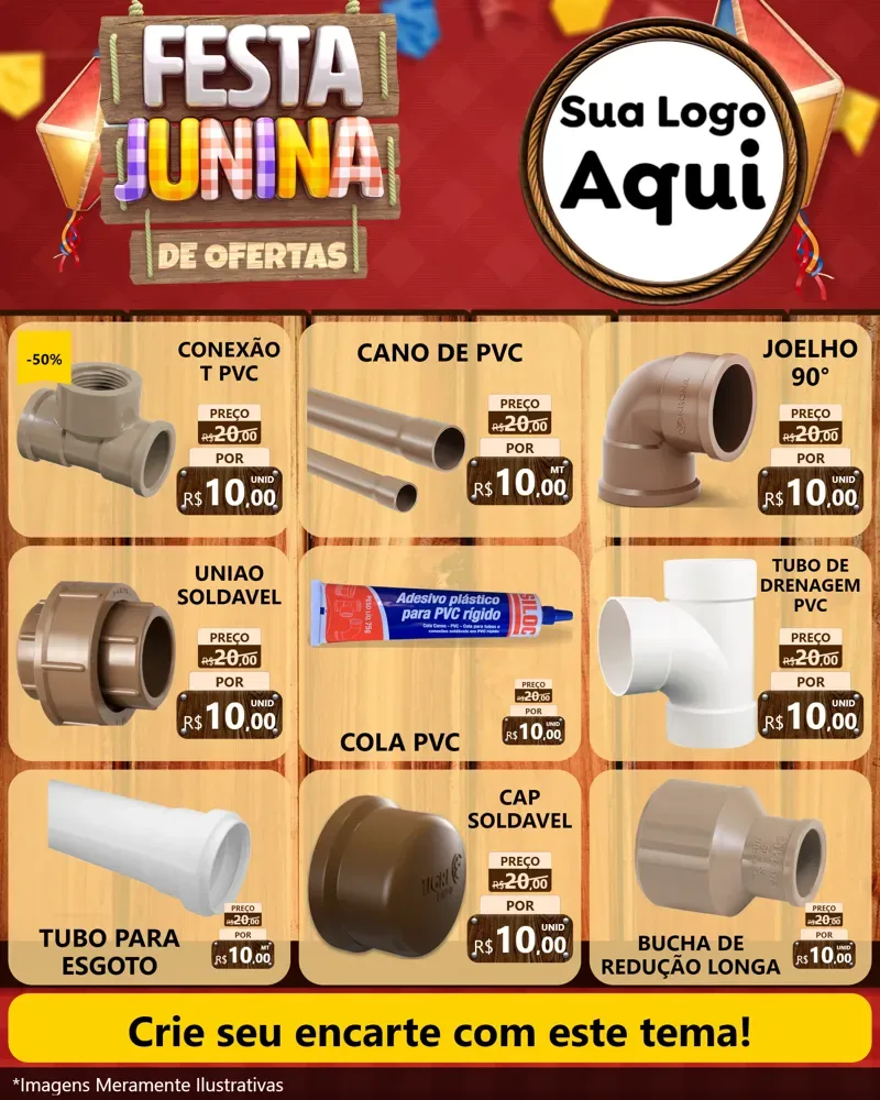 Modelo de Rede Social para Feed Instagram com o tema Festa Junina de Ofertas para Tubos e conexões