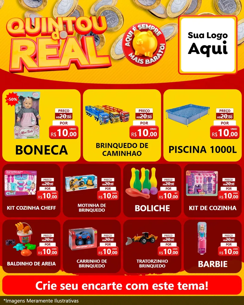 Modelo de Rede Social para Feed Instagram com o tema Quintou do Real para Brinquedos