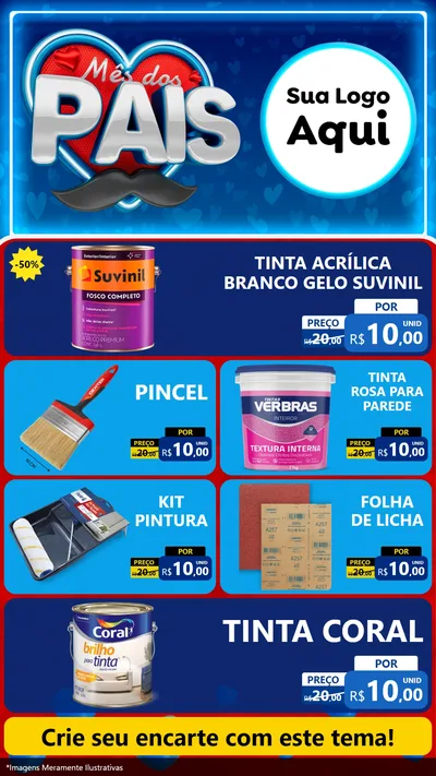 Modelo de TV para TV Vertical com o tema Mês Dos Pais para Tintas e Ferramentas