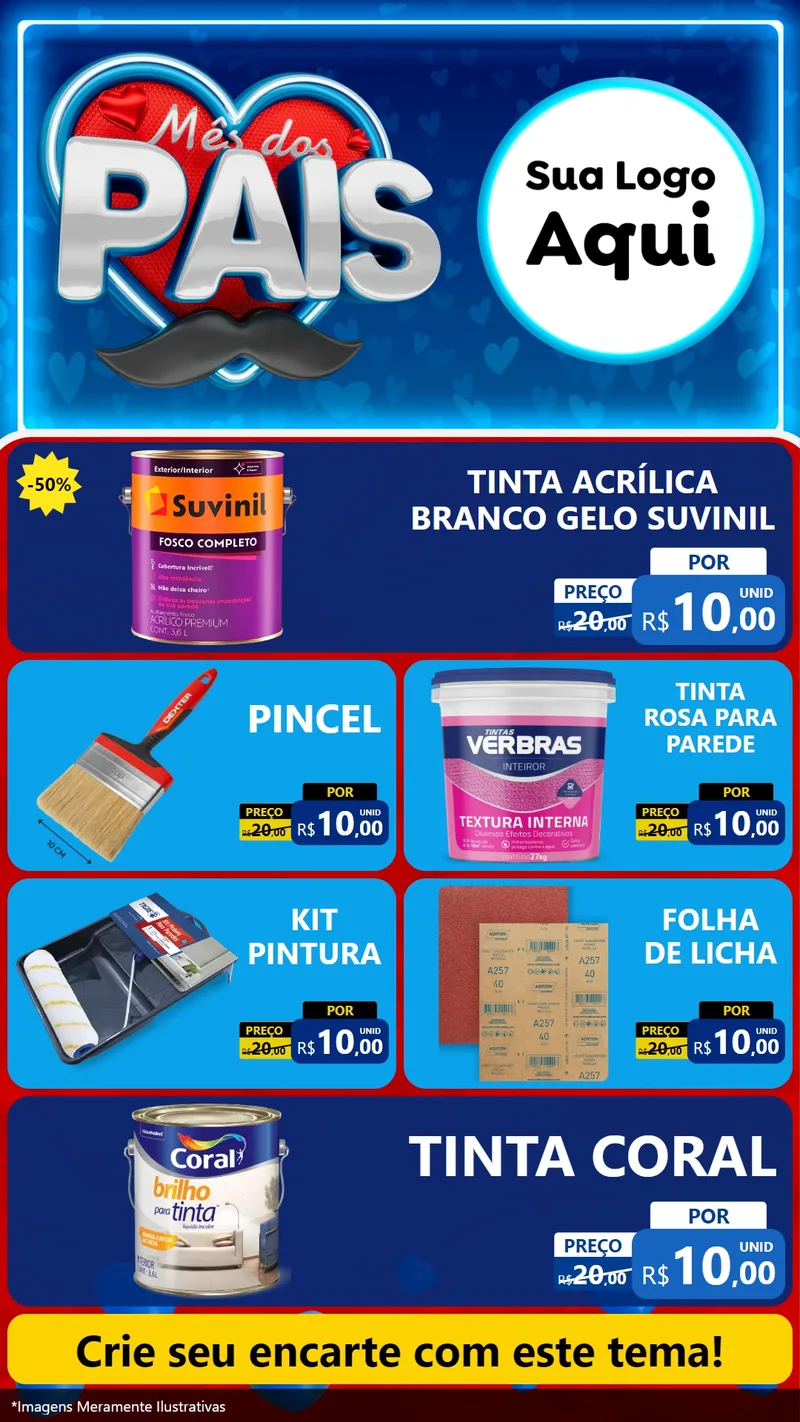 Modelo de TV para TV Vertical com o tema Mês Dos Pais para Tintas e Ferramentas