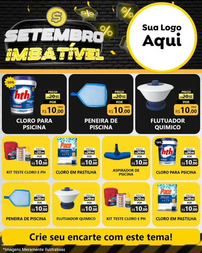 Modelo de Rede Social para Feed Instagram com o tema Setembro Imbatível para Produtos para Piscina