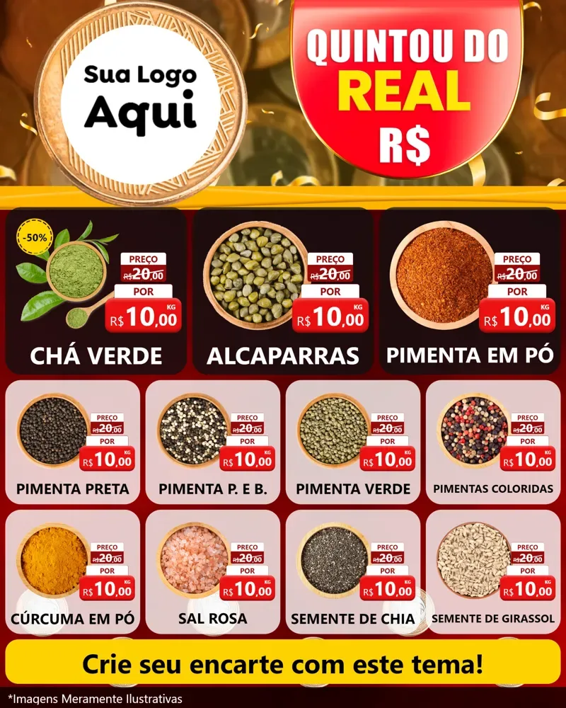 Modelo de Rede Social para Feed Instagram com o tema Quintou do Real para Produtos Naturais