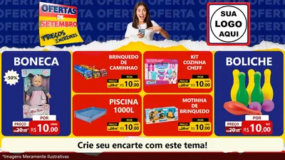 Modelo de TV para TV Horizontal com o tema Ofertas de Setembro - Preços Incríveis para Brinquedos