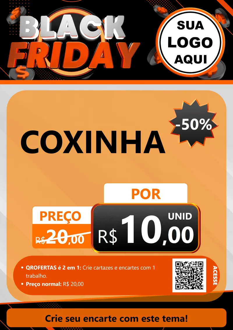 Modelo de Cartaz para Cartaz A4 Vertical com o tema Black Friday para Salgadaria