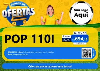 Modelo de Cartaz para Cartaz A4 Horizontal com o tema Semana de Ofertas - Copa para Concessionaria de Motos